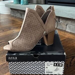 a.n.a Taupe Peep Toe Heels